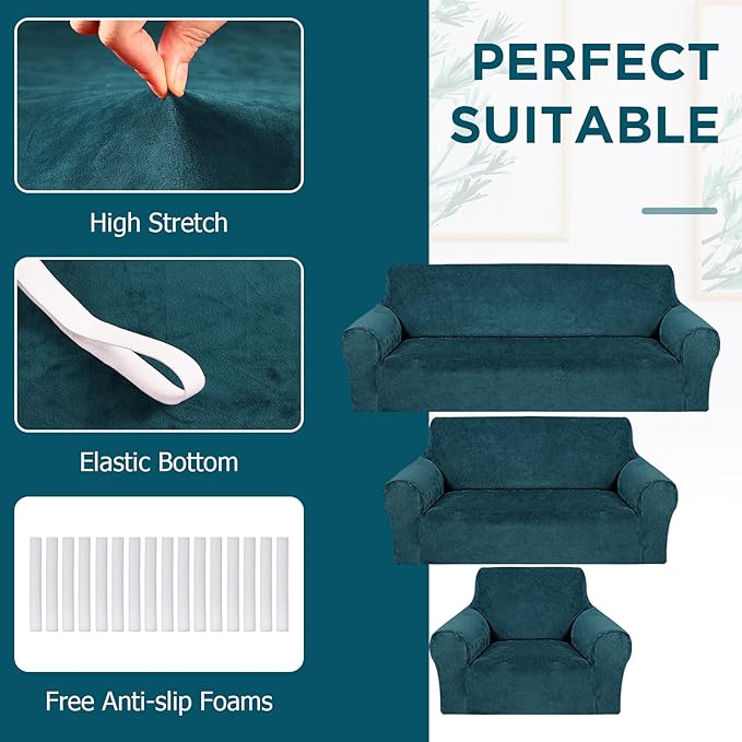 Peryiter 3 Pcs Couch and Loveseat Covers Set Sofa Cover