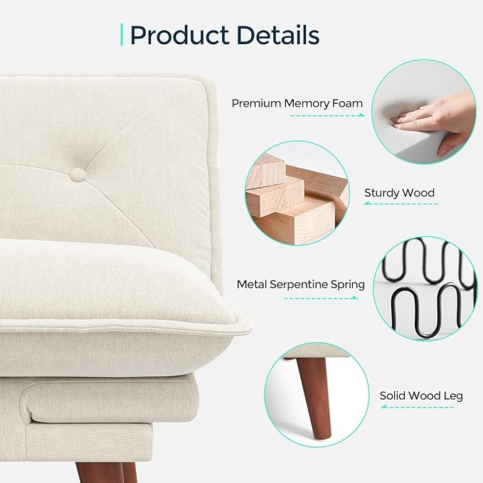 LINSY HOME Futon Sofa Bed, 3 in 1 Convertible Comfy Loveseat Sleeper Sofa Bed