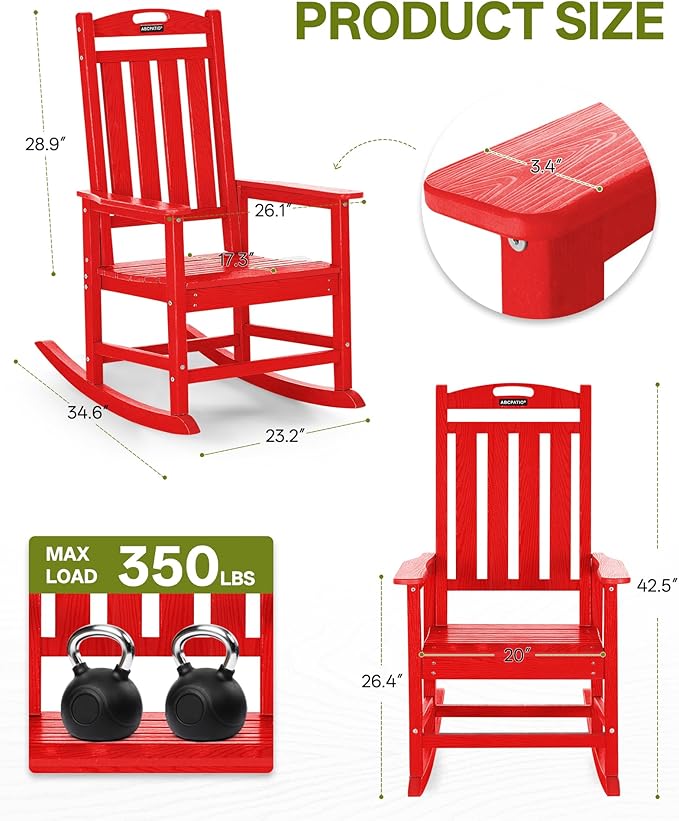 Outdoor Adirondack Rocking Chairs All-Weather HDPE Patio Rocker Chair