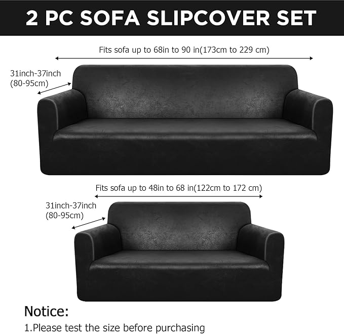 Peryiter 2 Pcs Sofa Covers Couch and Loveseat Covers Set Stretch Sofa Slipcover