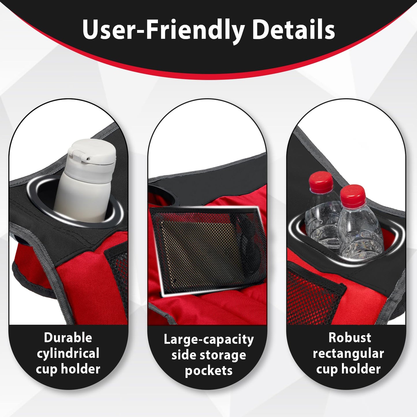 Youtanic Oversized Camping Chair, Portable Folding Camping Chairs with Side Pocket, Cup Holder and Carry Bag, Heavy Duty Outdoor Camping Chairs for Adults, Fishing, Sports, Trip, up to 400lbs, Style 5