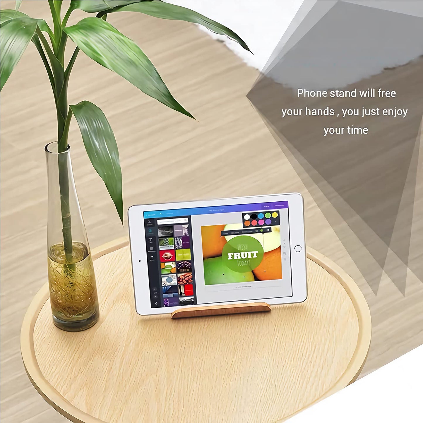 SixWeKit Wooden Cell Phone Stand, Universal Mobile Phone Holder Stand Non Slip Stable Desktop Phone Stand for iPhone, iPhone13,Samsung Galaxy Smartphones, iPad, Tablets Facetime Holder for Desk