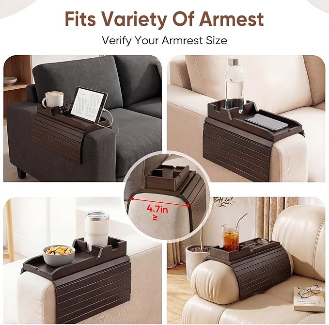 Bamboo Couch Arm Tray Table