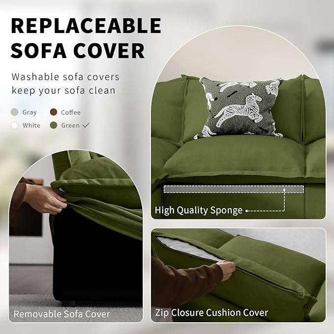 Cloud Sectional Sofa, Down Fill Sectional Sofa, Detachable Couch Cushion Covers