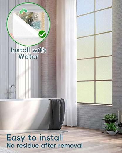 Frosted Glass Window Privacy Film Decorative with Tools, 2 Way Frosting Privacy Film for Home, Static Cling Tint for Home Anti-UV, Covering Clings 35.4" by 78.74"