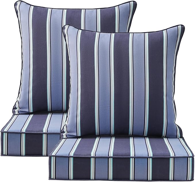 Outdoor Deep Seat & Back Cushion Set, 24 x 24 Inch Water Repellent and Fade