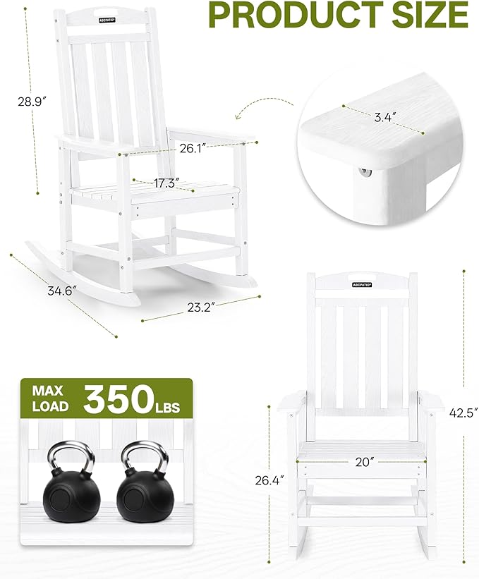 Outdoor Adirondack Rocking Chairs All-Weather HDPE Patio Rocker Chair