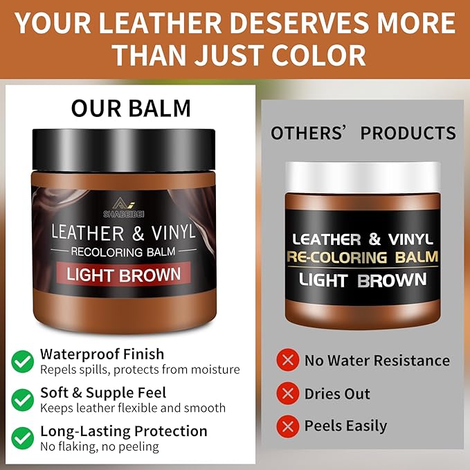 Leather Recoloring Balm with 100ml Mink Oil, Light Brown Leather Repair Kit and