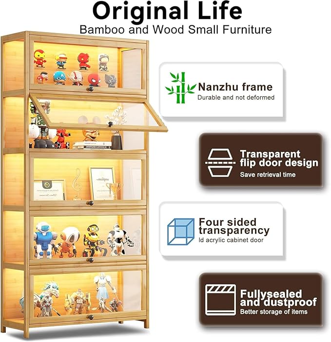 Display Cabinet with Acrylic Glass Doors 67.7'' Tall Curio Cabinet