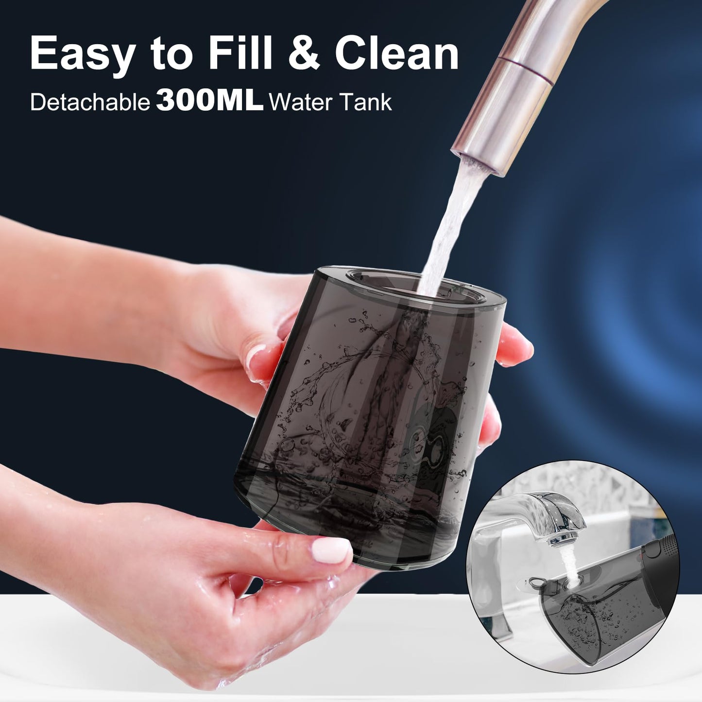 Water Flosser Pick for Teeth: 4 Modes Cordless Portable Water Flossers Teeth Cleaner Rechargeable 300ML IPX7 Waterproof Oral Irrigator Flossing Cleaning Picks for Home Travel
