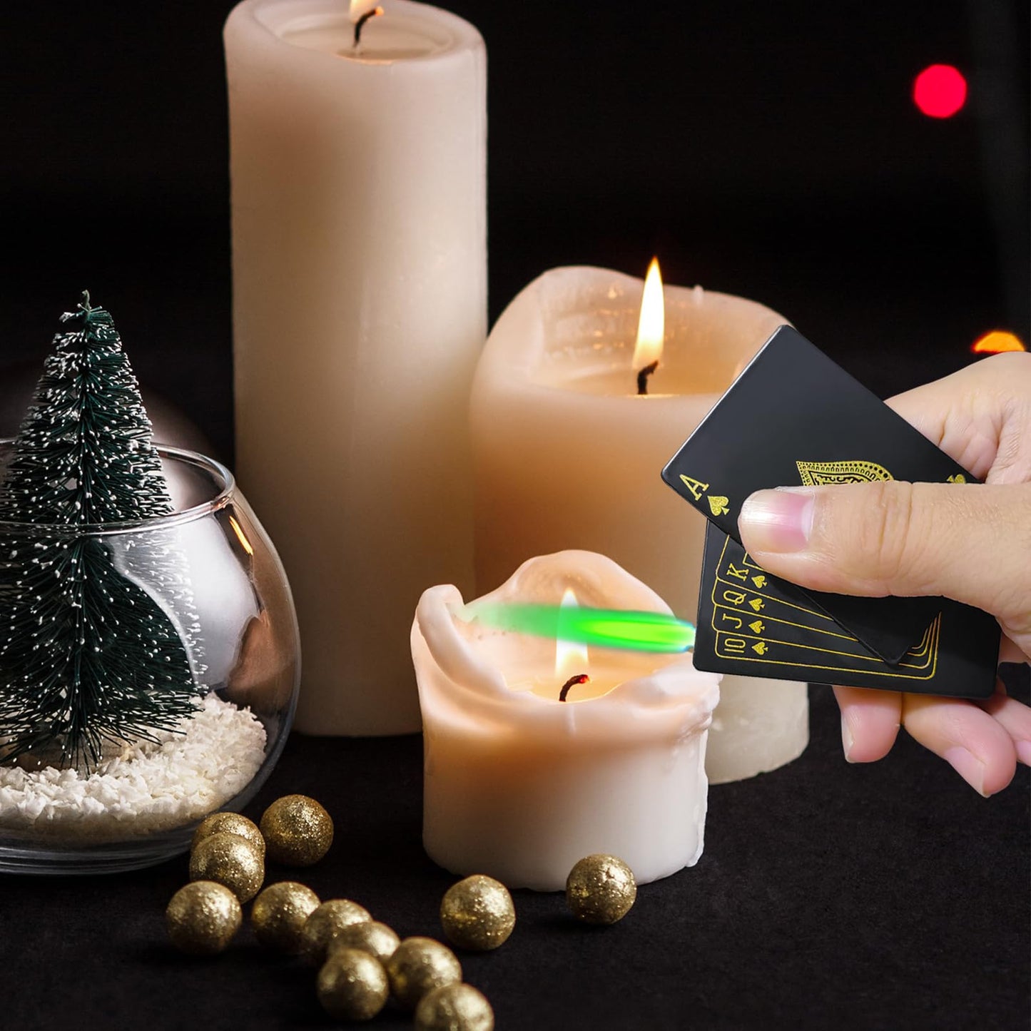 Zoocura 2 Pack Jet Torch Lighter Ace Card Lighter Green Flame Refillable Butane Lighter Ace of Spades Cool Lighter Adjustable Windproof Poker Lighter Playing Cards Pocket Lighter (Without Gas)