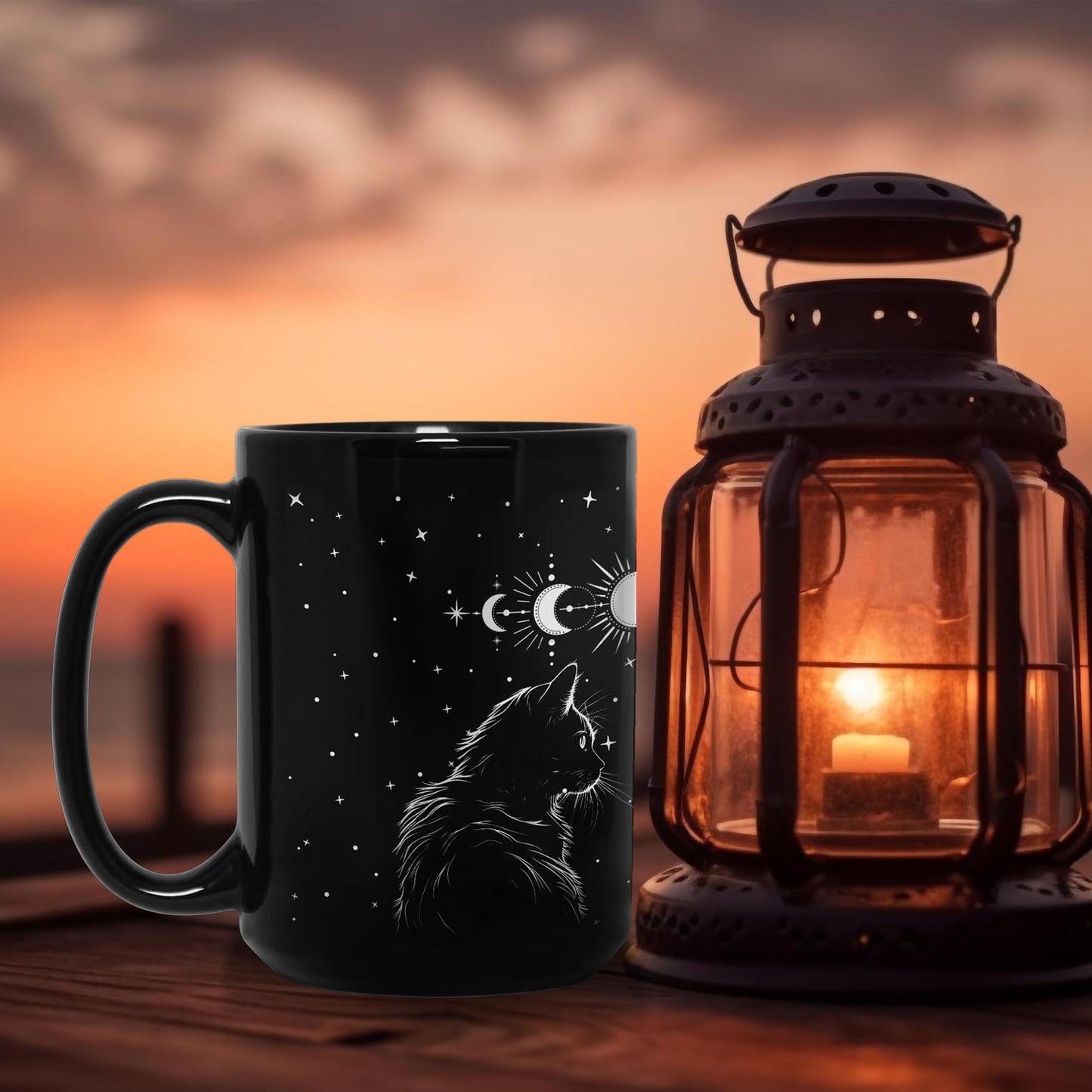Black Cat Mug 15oz Cat Lover Gifts for Women Funny Goth Coffee Mug - Witch, Goth Decor Christmas Cup With Cats Goth Gift Witchy Gifts for Women, Men - Xmas Decorations Cats Christmas Gothic Home Decor