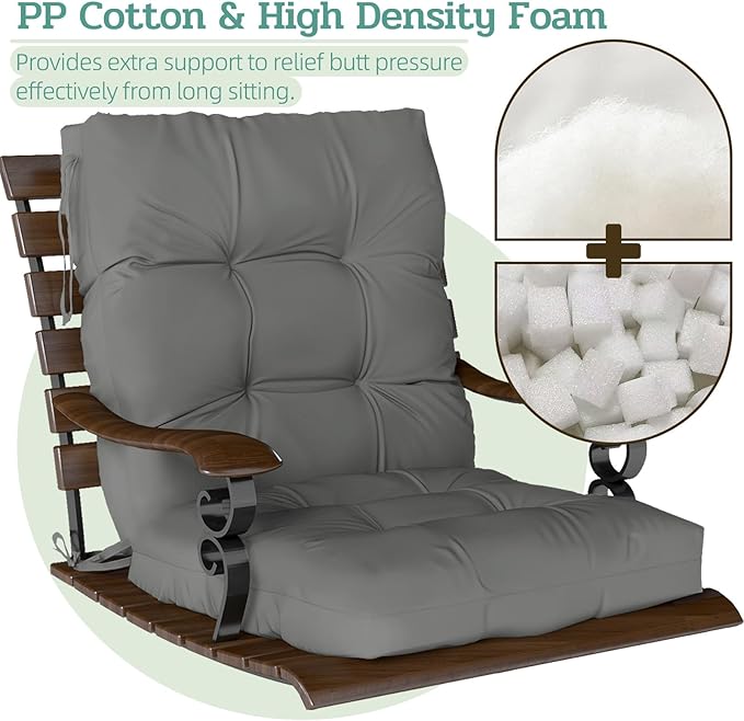 Outdoor Chair Cushions Set of 2, High Back Soft Seat Pad