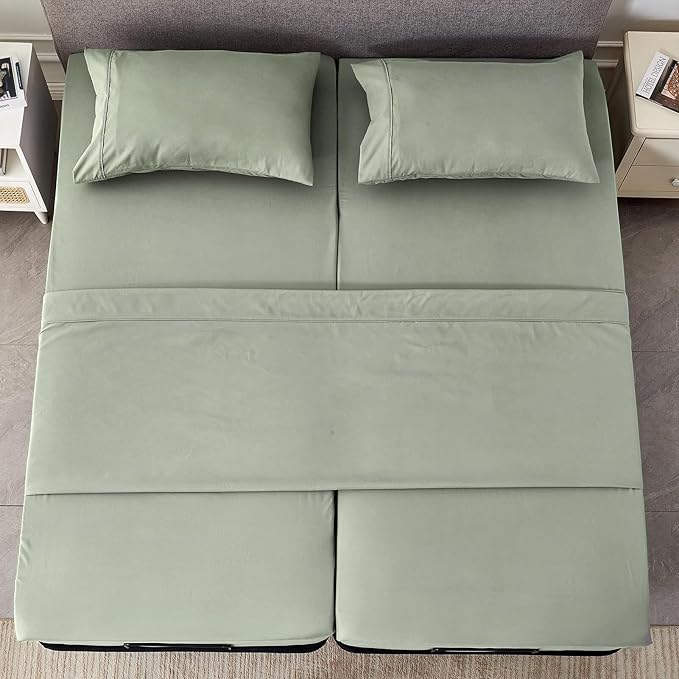 Kingnex Split Queen Sheets for Adjustable Bed Soft 1800 Microfiber 5 Pieces
