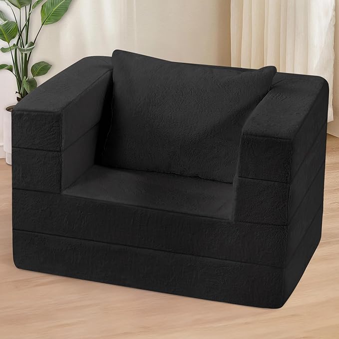 Futon Sofa Bed with Pillow, 3-in-1 Sleeper Sofa Bed with Removable Cover