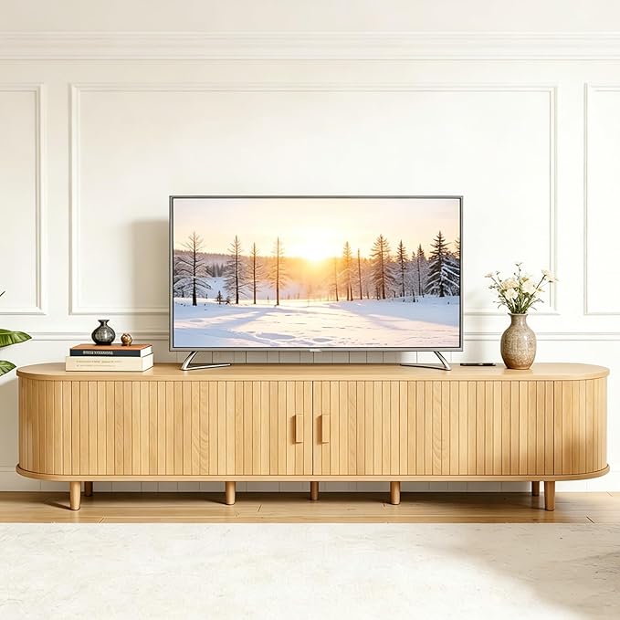 80" Mid Century Modern TV Stand, Wood TV Consoles