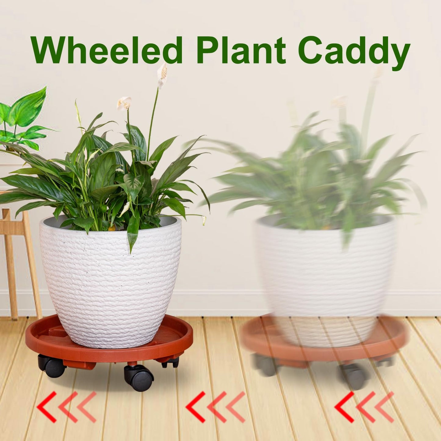 Doseno 2 Pack 13IN Plant Caddy with Wheels Round Rolling Plant Stand Plant Dolly, 200lbs for Capacity Caddy for Indoor and Outdoor Use, Patio, Flower Pot