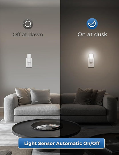 L LOHAS LED Dimmable Night Light[2 Pack], Plug in Night Lights with Dusk to Dawn Sensor, Daylight 5000k from 5-80 LM Brightness Adjustable, Bright Mini Wall Nightlight for Kids Room, Stairway