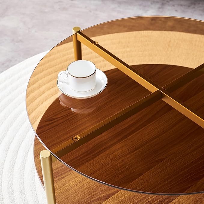 LumFurn Round Coffee Table, Mid-Century Modern Design, D30 x H17,