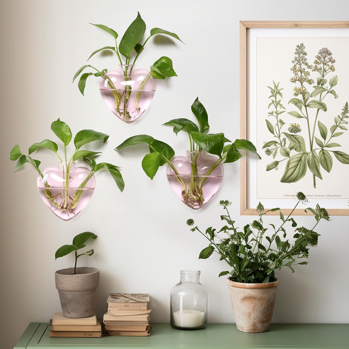 CYZglass Wall Hanging Planter Propagation Station for Indoor Plants Glass Vase Air Plant Holder Gift for Women Girlfriend Plant Lover
