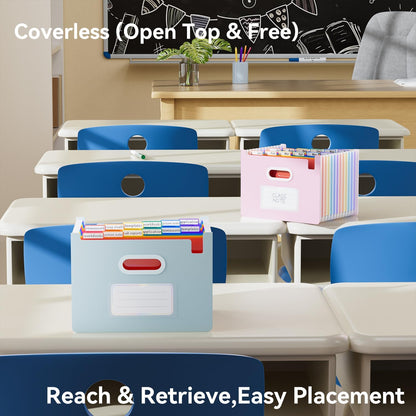 ThinkTex Accordion File Organizer, 12 - Pocket Expanding File Folders Upright & Open Top,for Paper Receipts, Bills&Taxes Organizer, Letter/A4 Size for School, Office, Home with Colorful tab-Light Blue