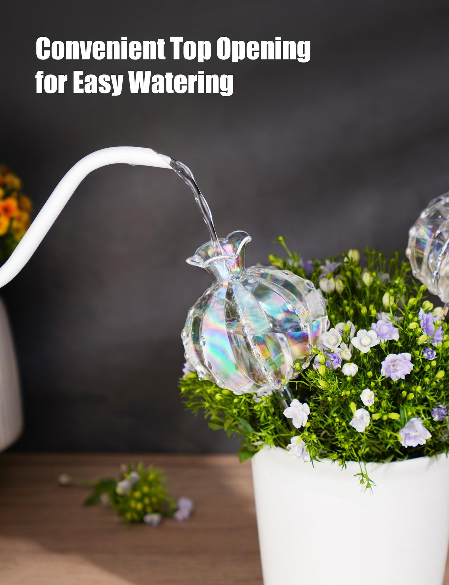 NiHome Large Plant Watering Globes 2-Pack, Iridescent Glass Cactus Self Watering Globe, Glass Waterer for Potted Plants - 4.7OZ/140 ML Capacity Automatic Irrigation System, Adorable Gardening Gift