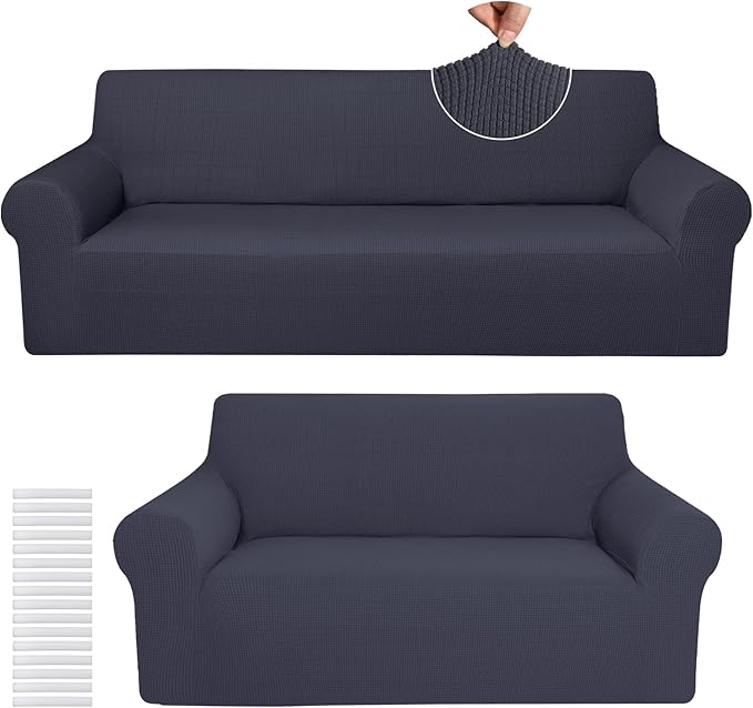 Peryiter 2 Pcs Sofa Covers Couch and Loveseat Covers Set Stretch Sofa Slipcover