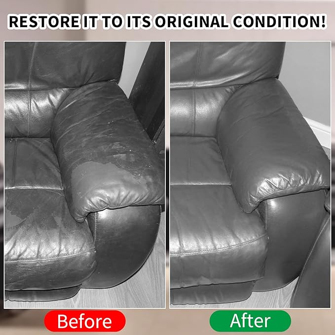 Leather Recoloring Balm, 8.5oz Leather Color Restorer, Dark Gray Leather Repair