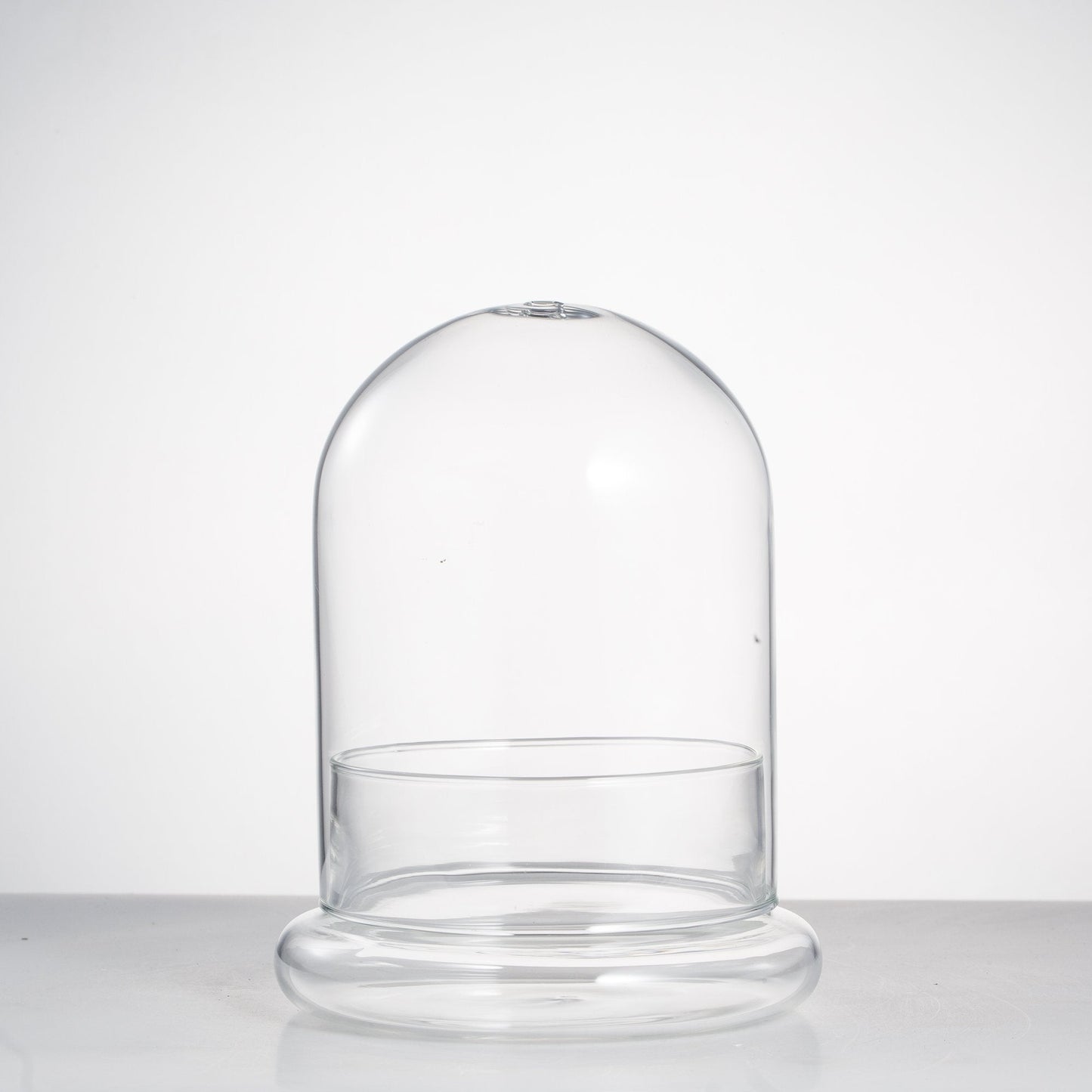 NCYP Small Clear Decorative Glass Terrarium Cloche with Air Hole - 4.7 x 4.7 x 6.3 Inches Glass Dome with Base for Miniature Plants - Display Storage (No Plants Included)