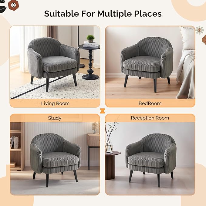 VINGLI 30.3" Wide Modern Barrel Accent Armchairs Set of 2