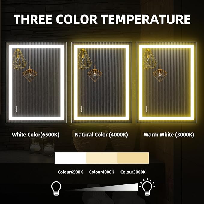 48" L x 36" W LED Bathroom Mirror