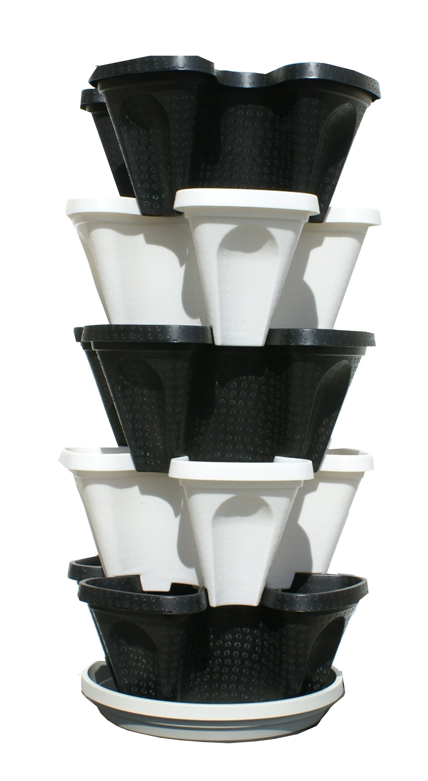 5 Tier Black & Grey Stackable Strawberry Garden - Vertical Gardening Planter Set