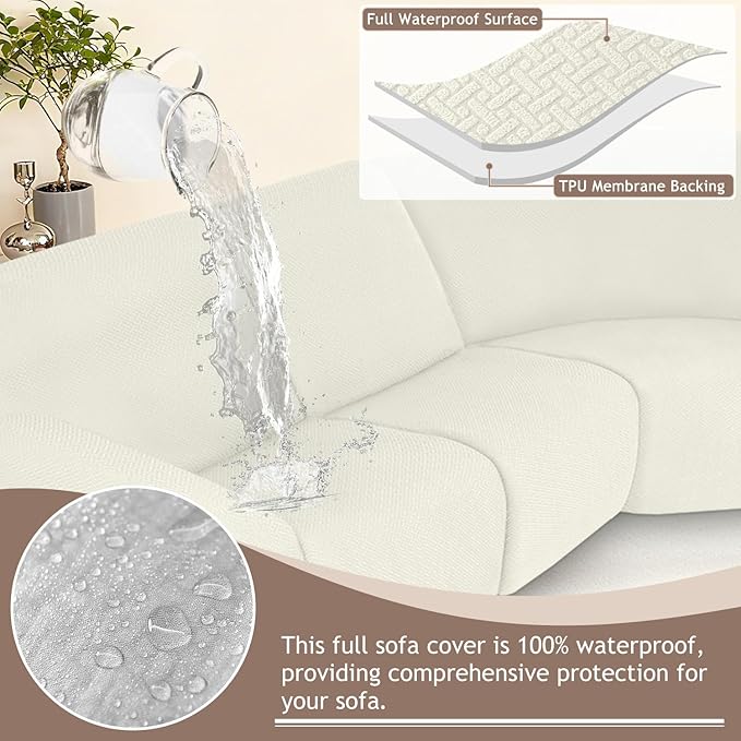 ALIECOM 100% Waterproof Recliner Sectional Couch Covers L Shape Stretch Corner