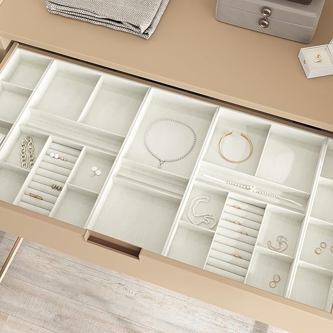 VEELIKE Self Adhesive Off-White Velvet Drawer Liner