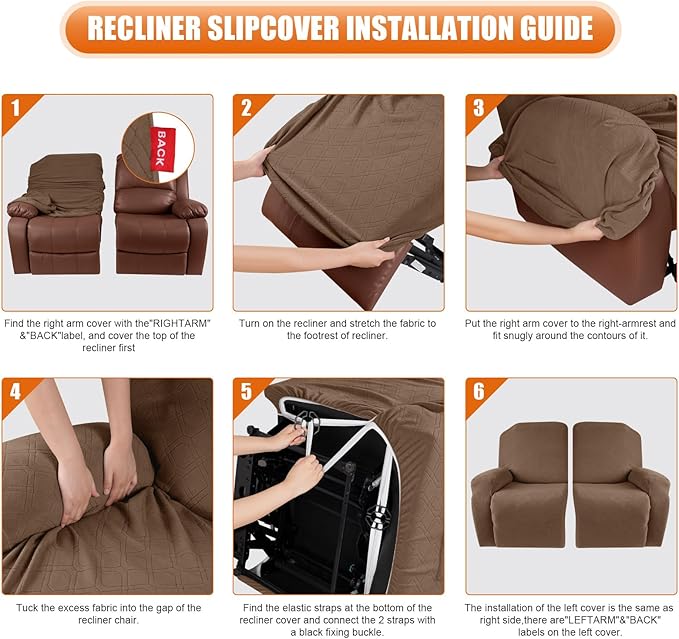 VANSOFY Oversized Recliner Cover, 2-Pieces Stretch Reclining Couch Cover