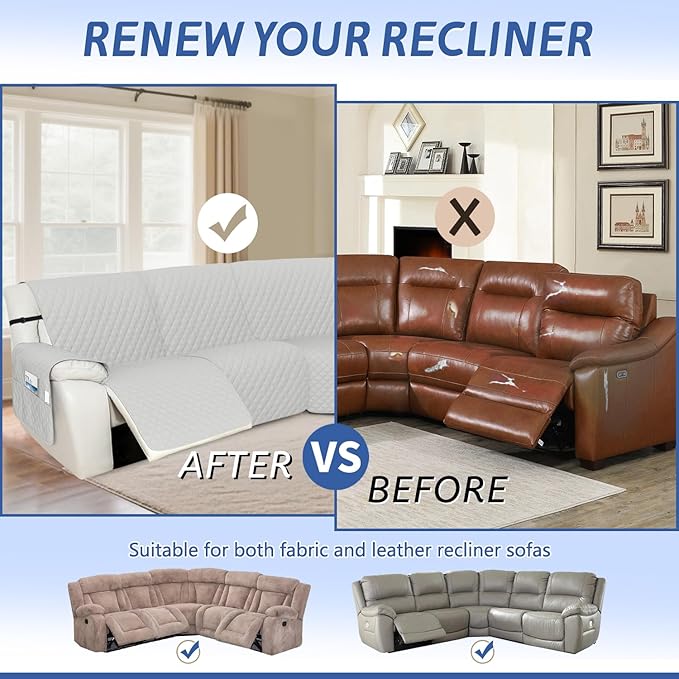 Arfntevss Recliner Sectional Couch Covers Waterproof L Shape Sofa Cover