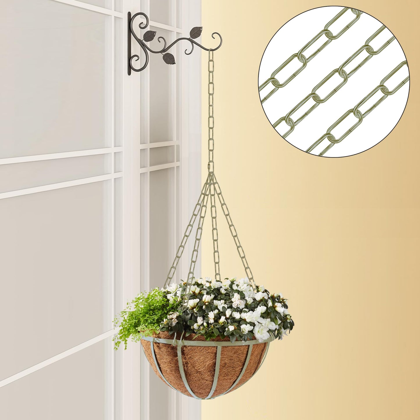 Omytie 12 Ft Heavy Duty Hanging Chain Kit with Connection Locks & Swag Ceiling Hooks for Lighting Fixture, Chandelier, Pendant, Lantern, Swag Lamp, Plant/Flower/Fruit Basket, Bird Feeder (Bronze)