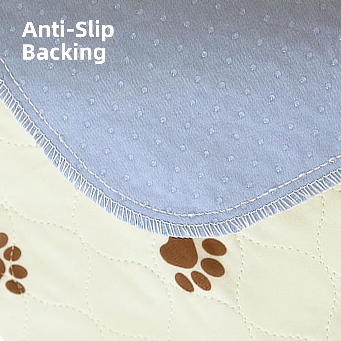 PUPTECK Washable Pee Pads for Dogs - Waterproof Reusable Puppy Potty Training Pads Whelping Mat - Fast Absorption Non-Slip Pet Food Feeding Mat (Beige, 36x72 Inch (Pack of 2))