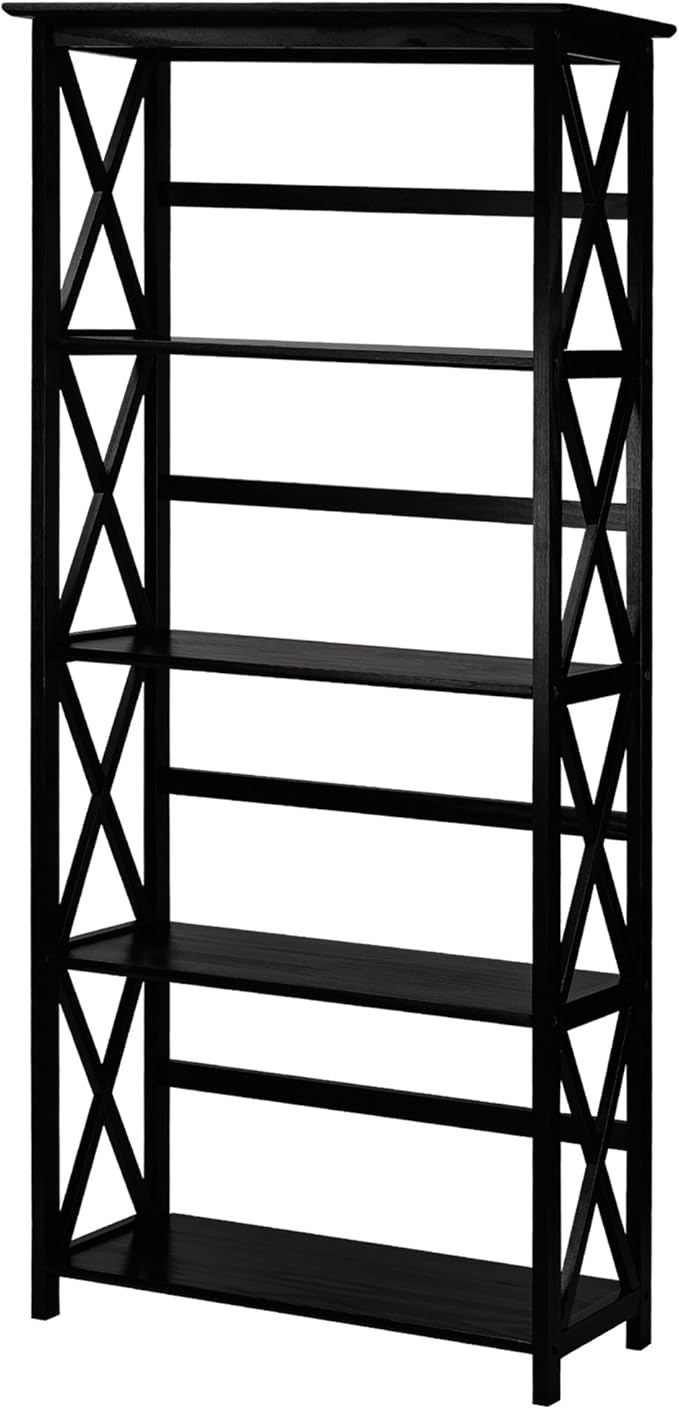 Montego 5-Shelf Bookcase-Black