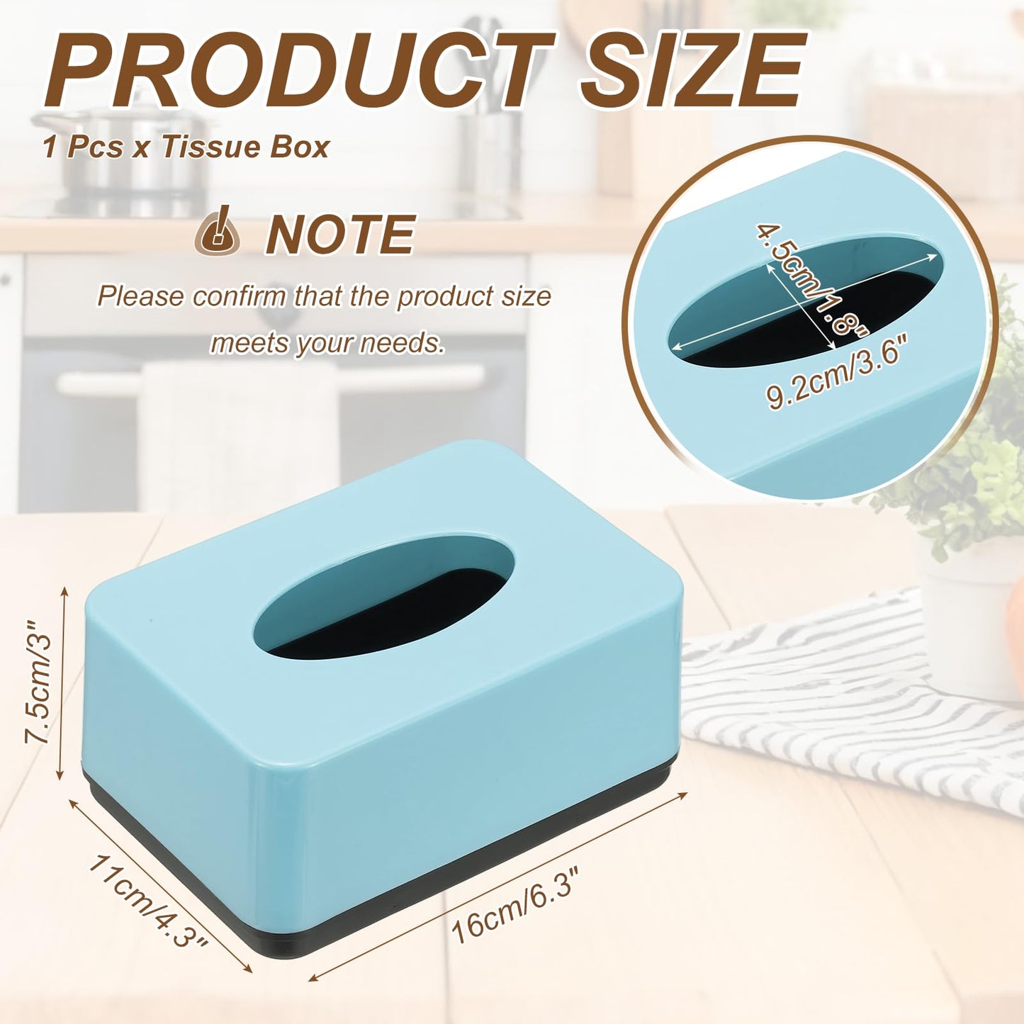 uxcell Tissue Box Cover, Plastic Rectangle Modern Facial Tissue Box Holder Desktop Napkin Organizer Container for Living Room Bedroom Office Hotel Desk Car, Light Blue