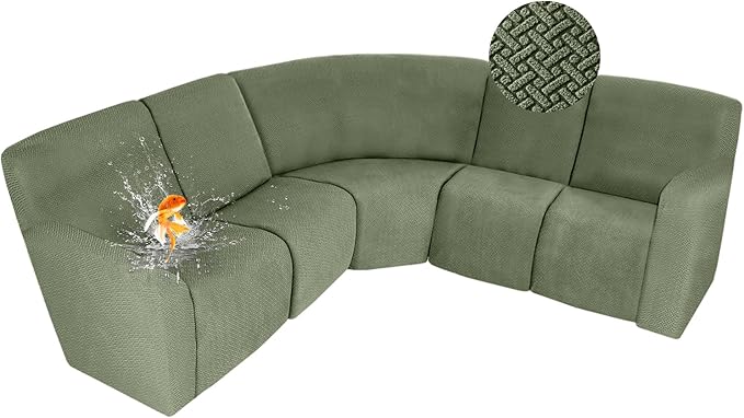 ALIECOM 100% Waterproof Recliner Sectional Couch Covers L Shape Stretch Corner