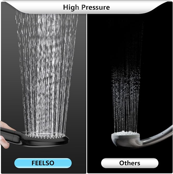 FEELSO Filtered Shower Head with Handheld, High Pressure 3 Spray Mode Showerhead with 60" Hose, Bracket and 15 Stage Water Softener Filters for Hard Water Remove Chlorine and Harmful Substance