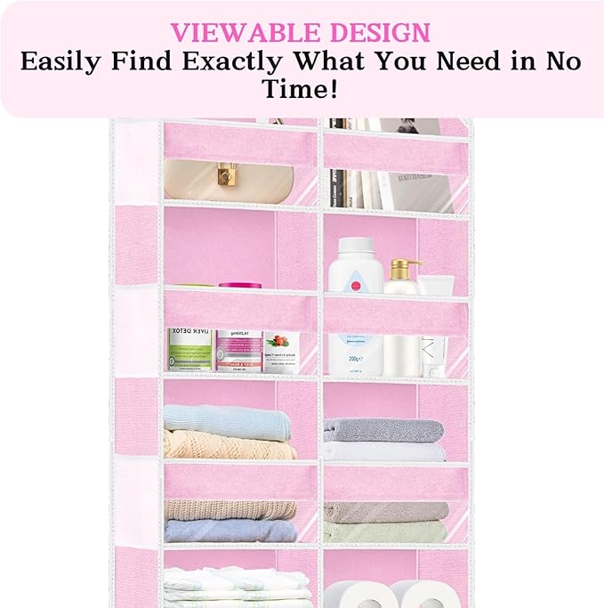 Over The Door Organizer 6 Tiers, Extra Large Behind Door Storage of 12
