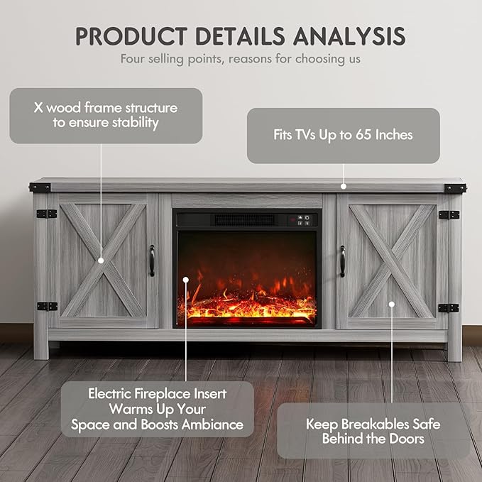 YESHOMY Fireplace TV Stand