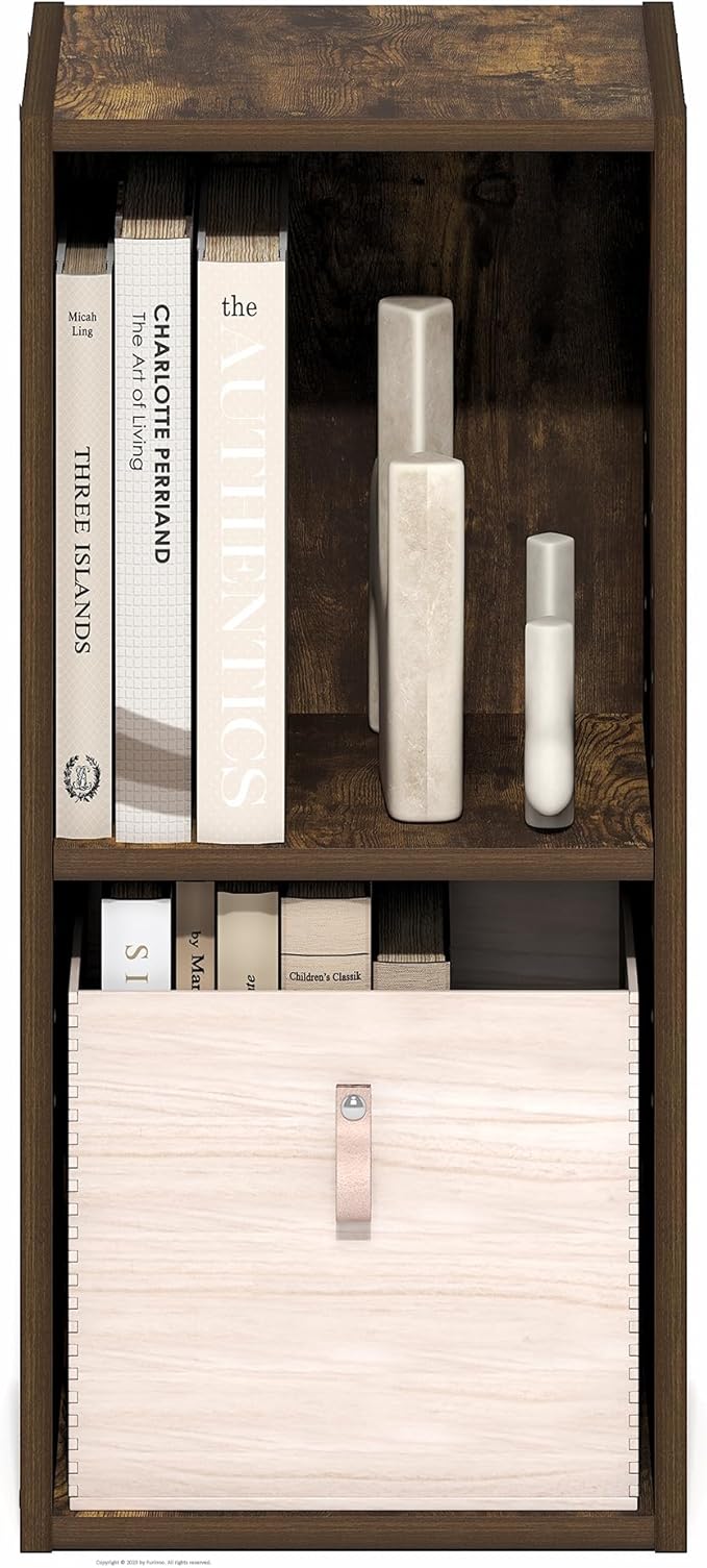 Furinno Fulda Book Shelf, 2-Tier Narrow Bookshelf, Bookcase