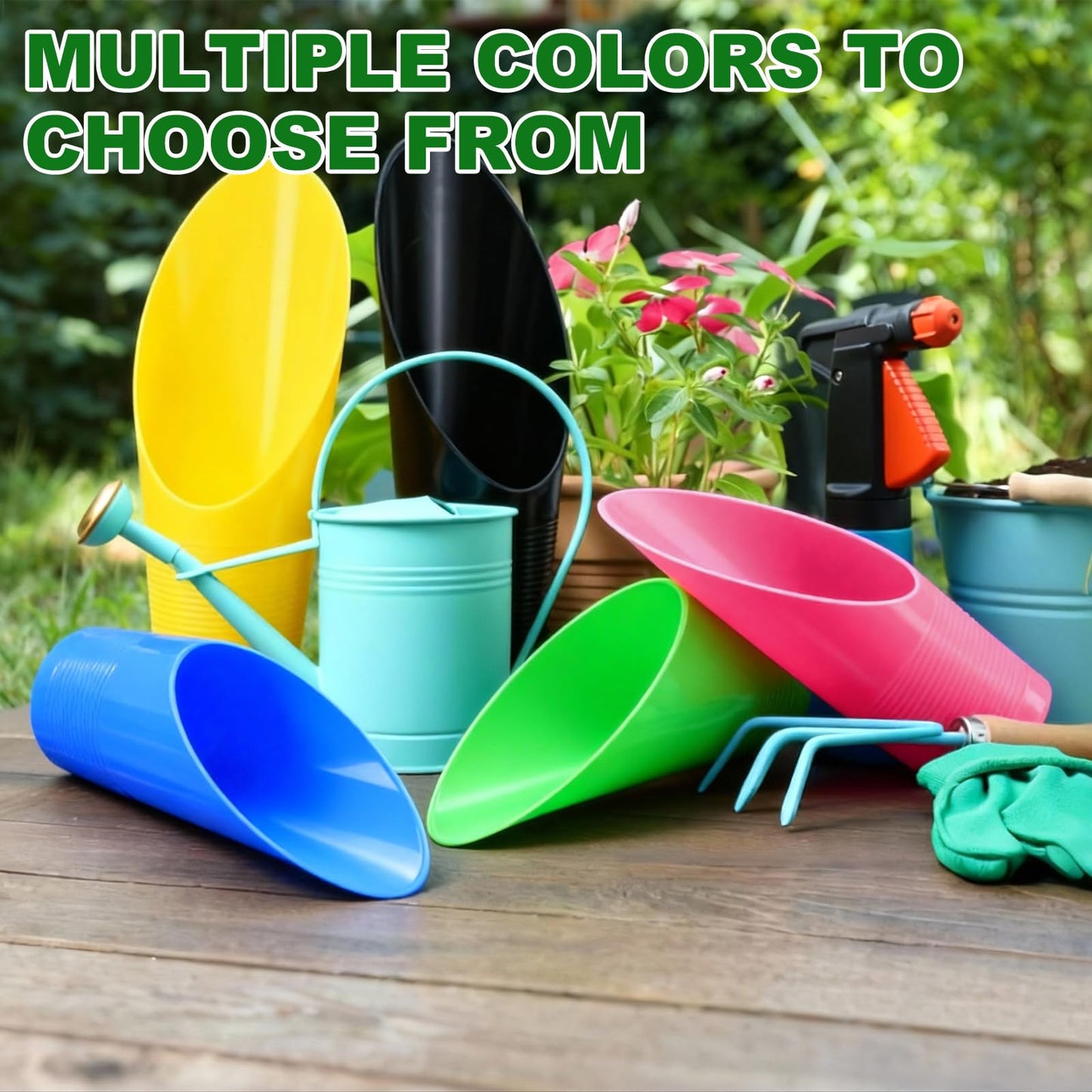 M METERXITY 18-Pack Bonsai Soil Scoops, Plastic Garden Soil Scoops Bucket Shovel Potting Scoopers for Transplanting/Flower Planting/Plant Succulent, Colorful Small Gardening Tools [Blue]
