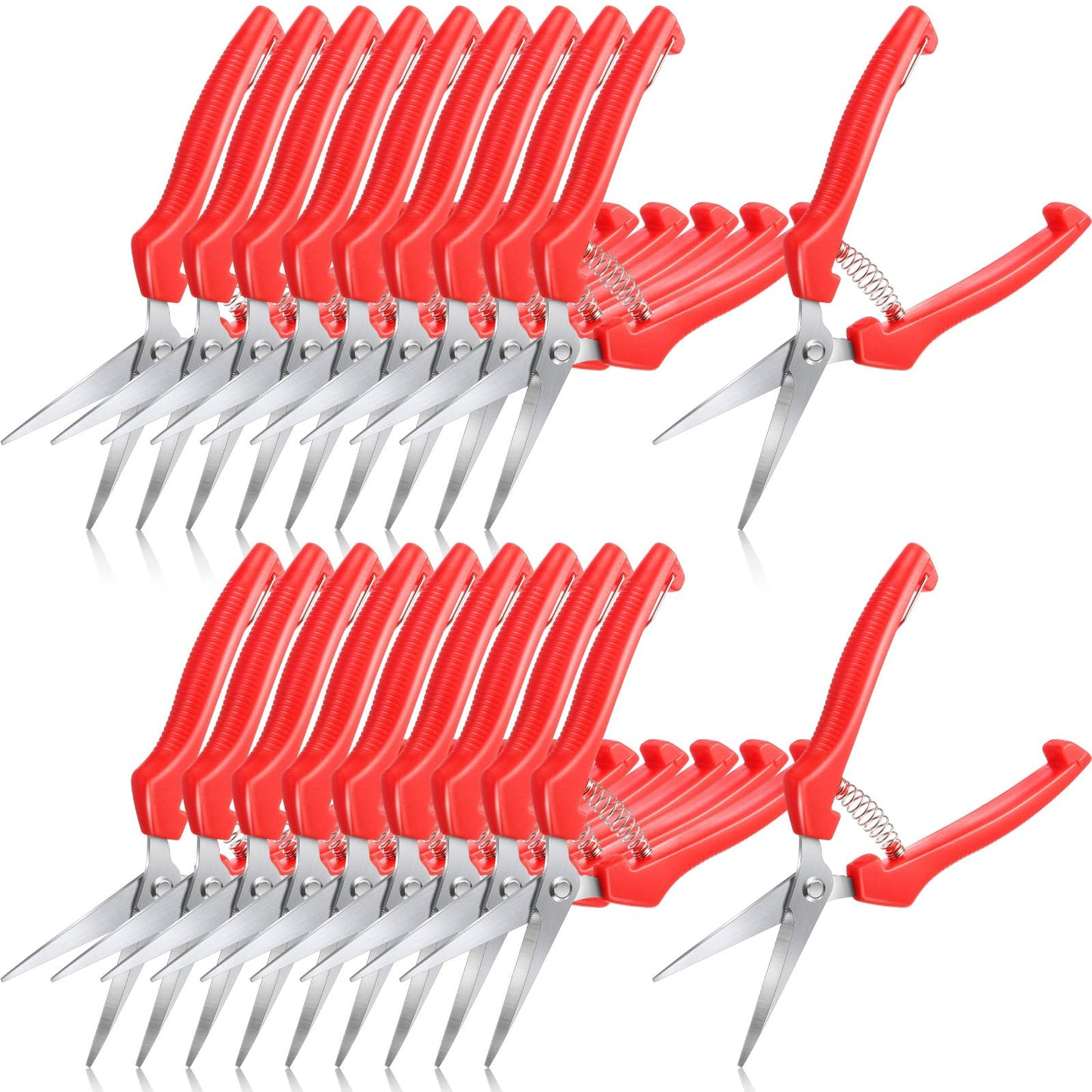 Lasnten 20 Pcs Bud Trimming Scissors Bulk 7.2 Inch Pruning Shears Garden Scissors for Precise Cut Bonsai Gardening Hand Pruner with Straight Stainless Steel Blade Pruning Snip for Flower Plant(Red)