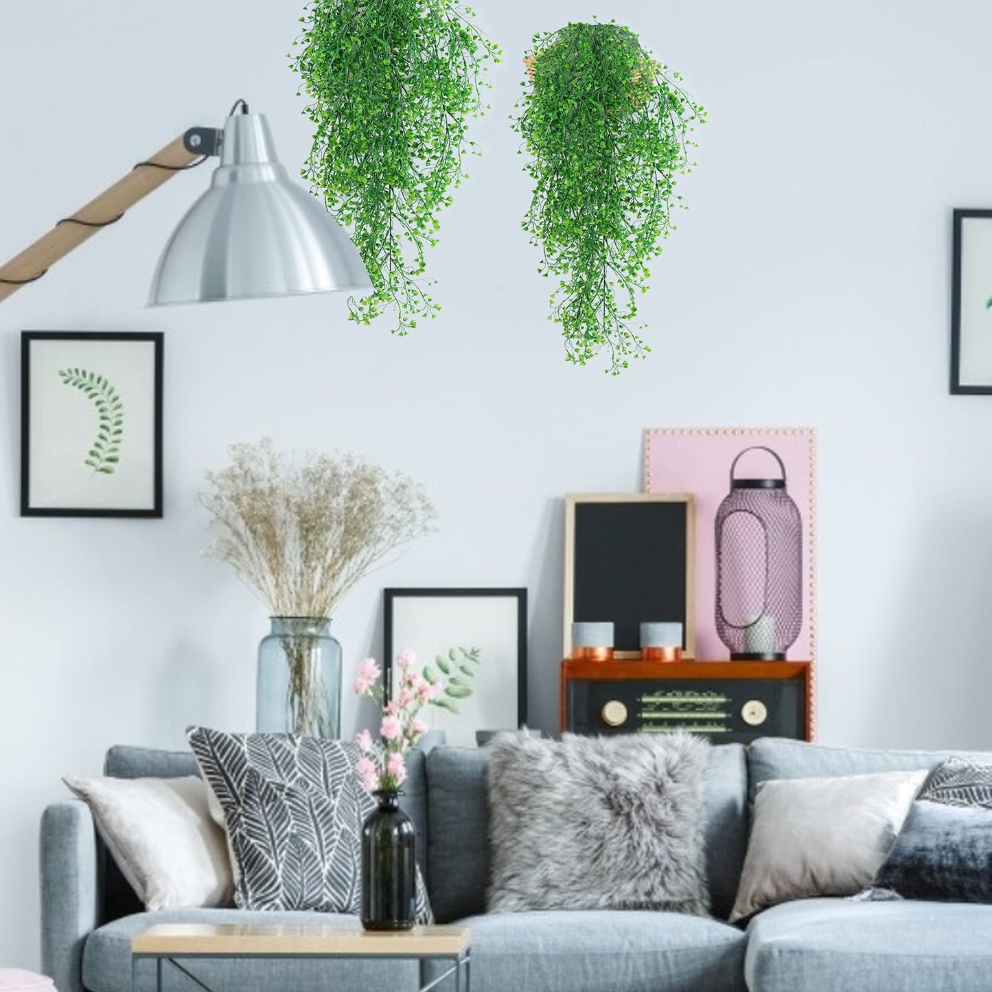 RECUTMS 4Pcs Artificial Hanging Plants Faux Hanging Greenery Ivy Decor Artificial Hanging Vines Plastic Plants for Indoor Outdoor Wall Home Garden Wedding Party Decor(Green 4P)