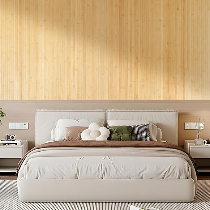 OUZUGIE 2 Pack 96x48 Inch Natural Bamboo Wall Panel – Carbonized Pole Wrap