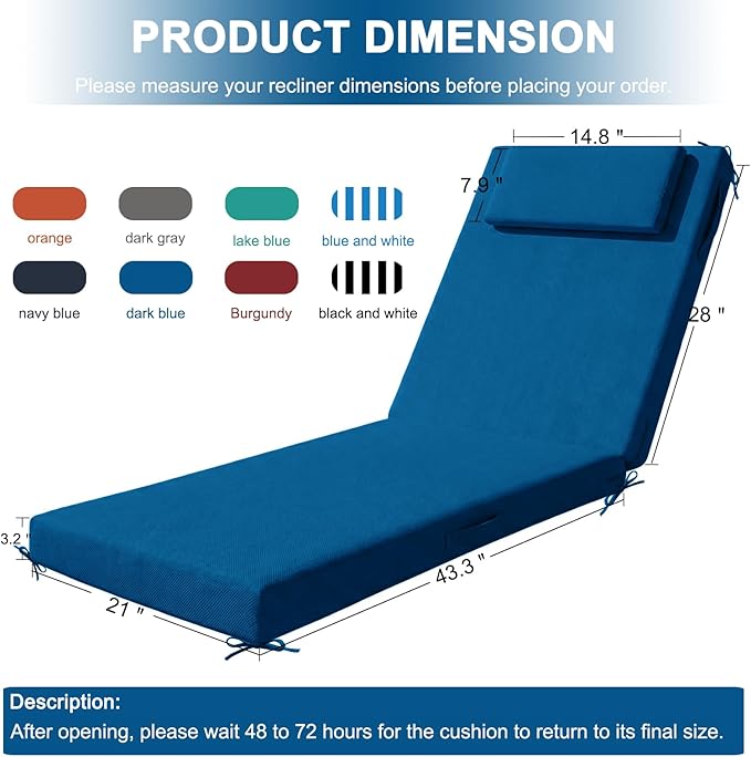 Outdoor Lounge Chair mat, 72 inches x 21 inches, Waterproof Chaise Lounge